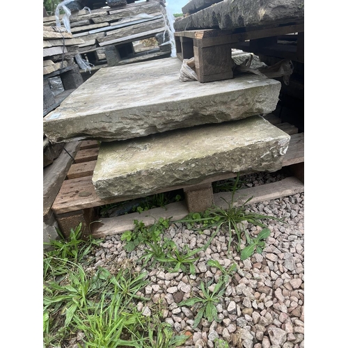 360 - 3 x yorkstone hearthstones/table tops with smooth top face: 1 x 1.370 x .630, 1 x 1.600 x .500, 1 x ... 