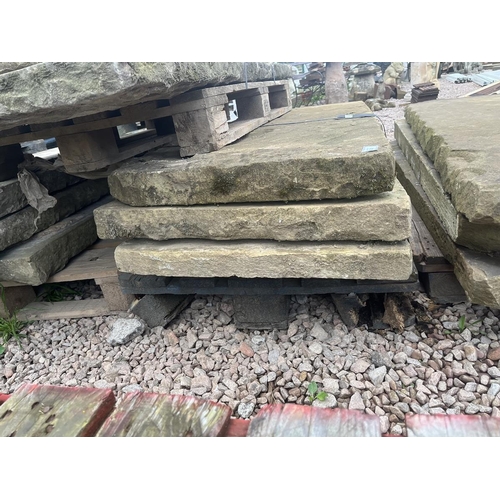 362 - 3 x Yorkstone hearthstones/table tops reclaimed with smooth top face - 3 x 1.550m x .650