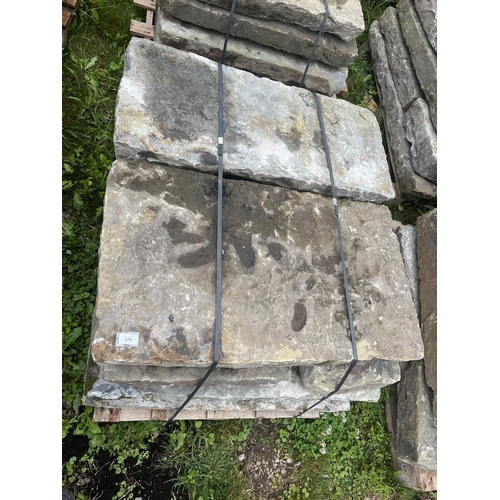 376 - Early 19th century York stone flags approx 3.6sqm