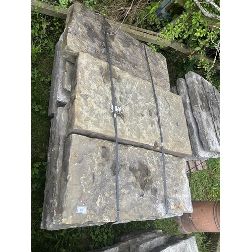 379 - Early 19th century York stone flags approx 5.5sqm