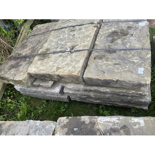 379 - Early 19th century York stone flags approx 5.5sqm