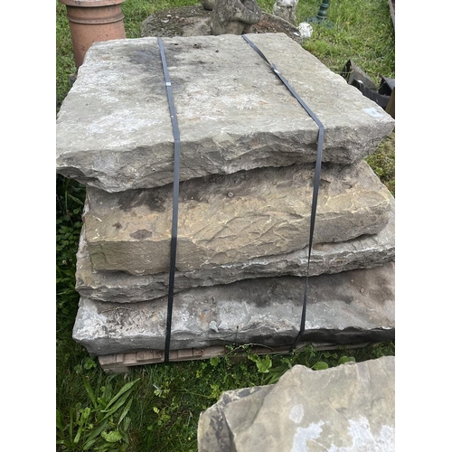 380 - Early 19th century York stone flags approx 5sqm