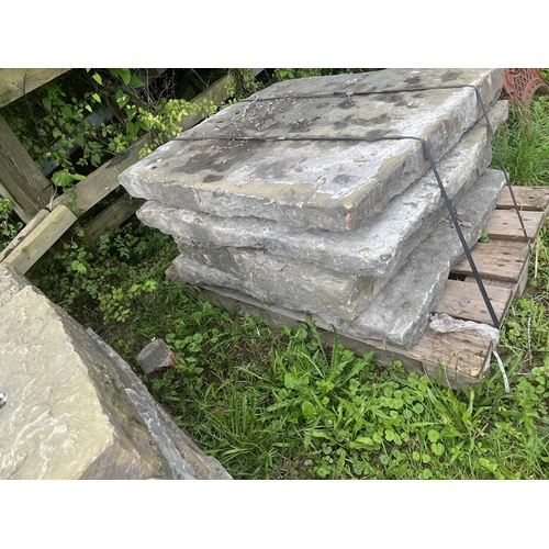 381 - Early 19th century York stone flags approx 3.5sqm