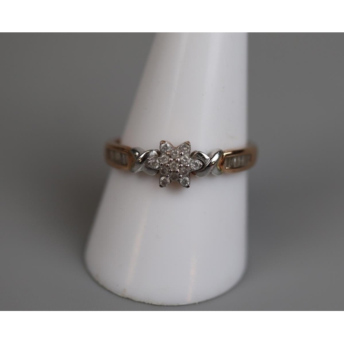 109 - 9ct gold diamond set ring - Size R