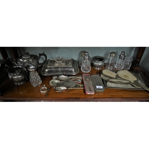 244 - Collection of silver plate together with a shaving kit