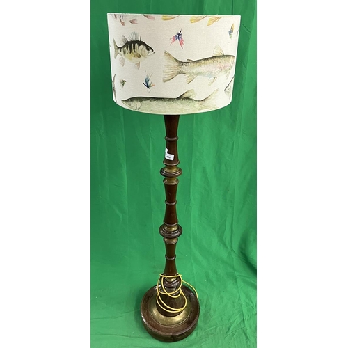 488 - Brass bound turned wood standard lamp