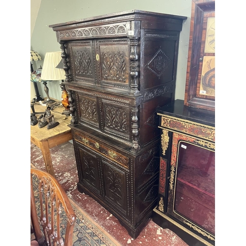 495 - Early carved oak cabinet – Width 93cm, Depth 55cm, Height 170cm