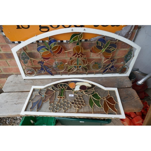 577 - 2 stained glass decorative panels