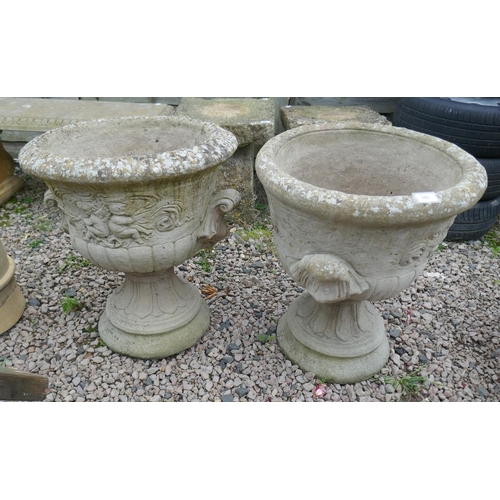 585 - Pair of large stone pedestal planters – Approx height 64cm