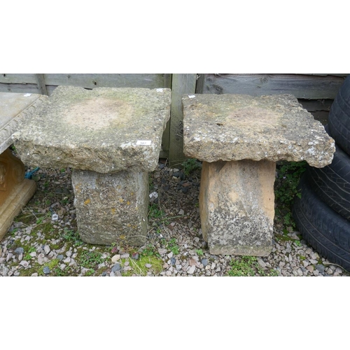 587 - Pair of flat topped staddle stones