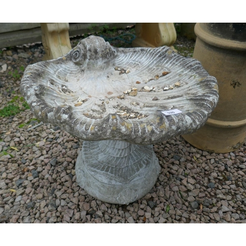 590 - Stone shell birdbath 