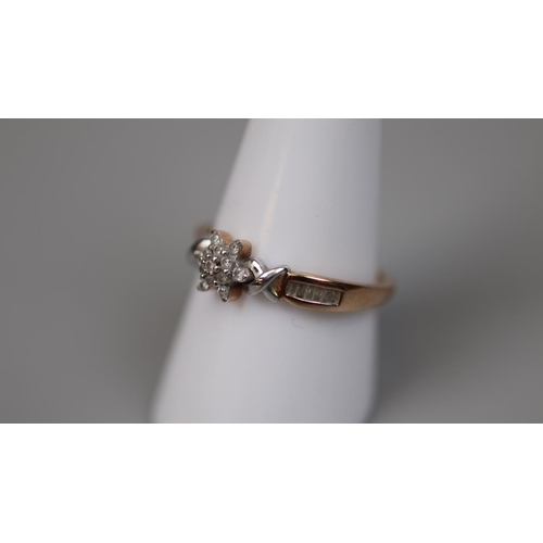 109 - 9ct gold diamond set ring - Size R