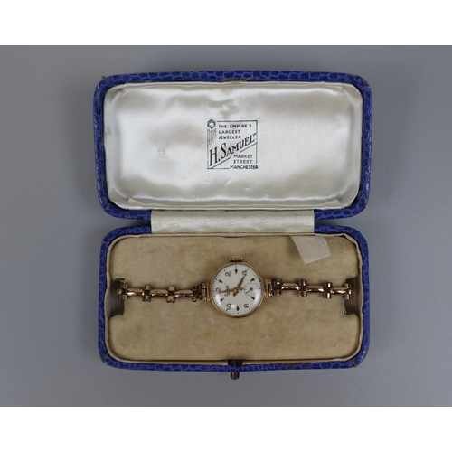 123 - 9ct gold ladies Everite watch together with a vintage Tissot watch with pig skin strap (working)