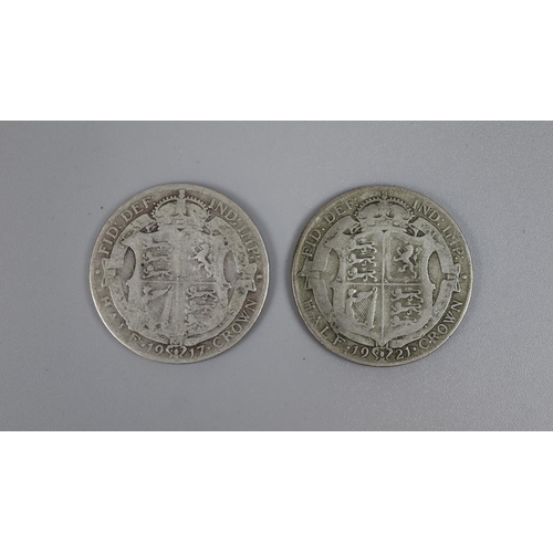 145 - Coins - 2 silver half crowns 1917 and 1921