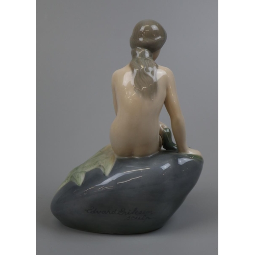 200 - A mid 20thC Royal Copenhagen figurine of the Little Mermaid signed by Edward Eriksen - Approx height... 