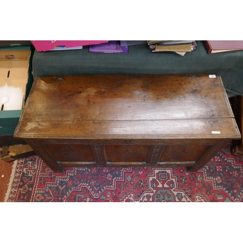 261 - 18thC oak coffer with candle box