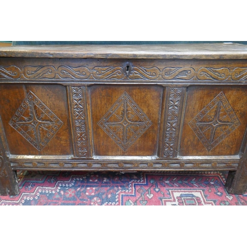 261 - 18thC oak coffer with candle box