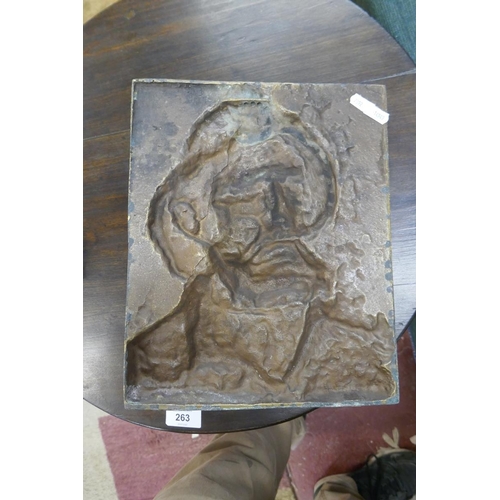 264 - Bronze plaque of a fishermanW: 25cm x H: 30cm approx