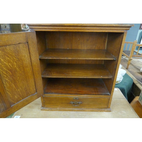 286 - Oak table cupboard - Approx size: Width 55cm Depth 28cm Height 60cm