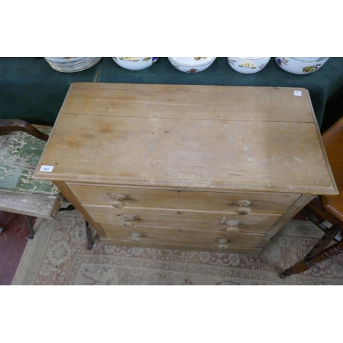 287 - Satin-walnut chest of 3 drawers - Approx size: Width 91cm Depth 43cm Height 80cm