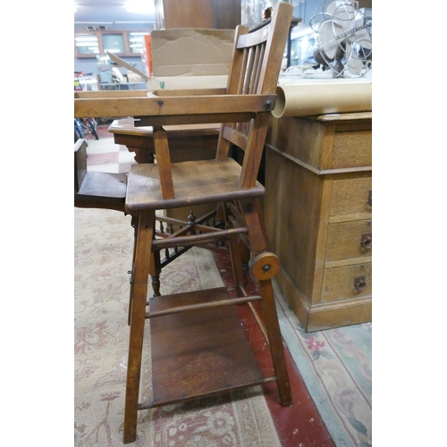 290 - Edwardian metamorphic high chair/low chair with play items