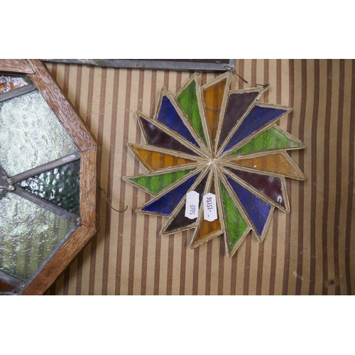 309 - Stained glass panels in vintage suitcase