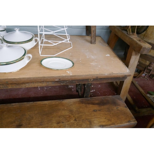 340 - Trestle table and benches - L Bros. 1947