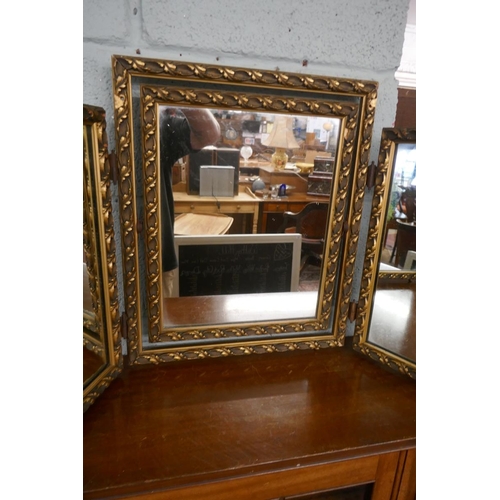 352 - 2 mirrors - one shield shaped dressing table mirror the other a 3 way triptych