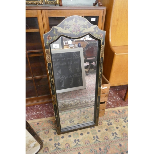 362 - Oriental black framed mirror and wall panel