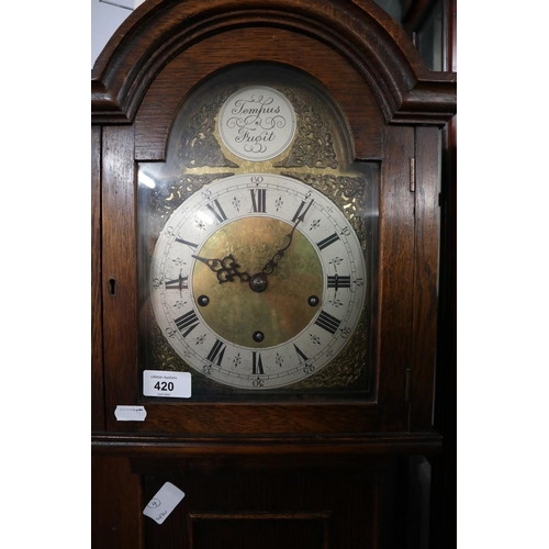 420 - Oak long case clock