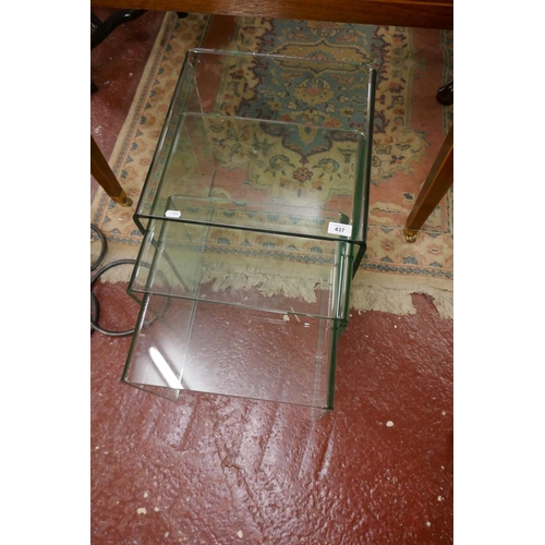 437 - Nest of 3 contemporary glass tables