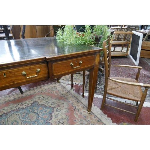 438 - Fine mahogany and inlaid 6 drawer Sheraton style desk – Length 153cm, Depth 92cm, Height 78cm