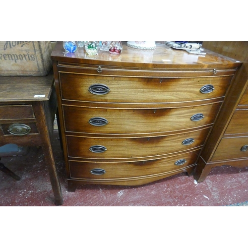 466 - Mahogany bow front chest of drawers - Approx size W: 92cm D: 48cm H: 85cm