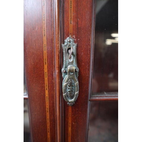 525 - Edwardian inlaid bureau bookcase – Width 99cm, Depth 49cm, Height 203cm