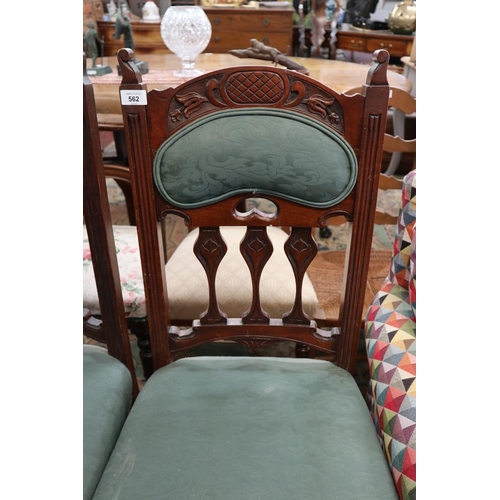 562 - Set of 4 Art Nouveau upholstered dining chairs