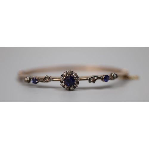 79 - Fine 14ct gold diamond & sapphire bracelet & brooch set with interchangeable stones