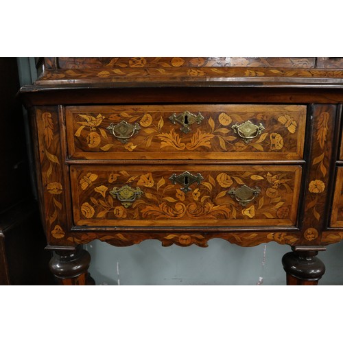 421 - Large Dutch marquetry display cabinet - Approx size: Width 157cm Depth 38cm Height 209cm