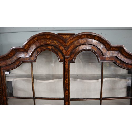 421 - Large Dutch marquetry display cabinet - Approx size: Width 157cm Depth 38cm Height 209cm