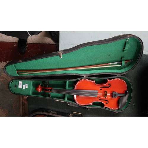 144 - Violin in case with bow