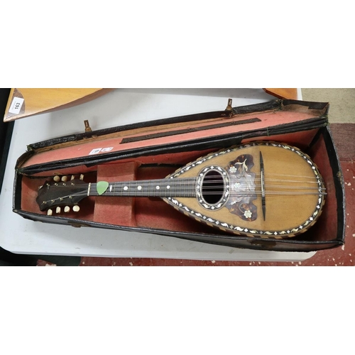 162 - Antique bowlback mandolin in case