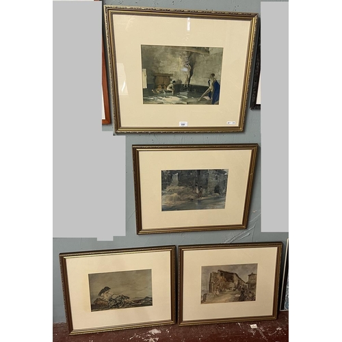 220 - 4 x Sir William Russel Flint prints: The Millers Daughter, Francine, Marie & Simone, Strangers i... 