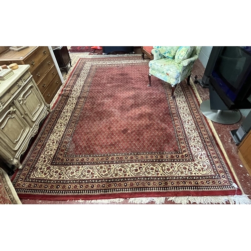 230 - Large red rug by Keshan - Approx size: 350cm x 248cm