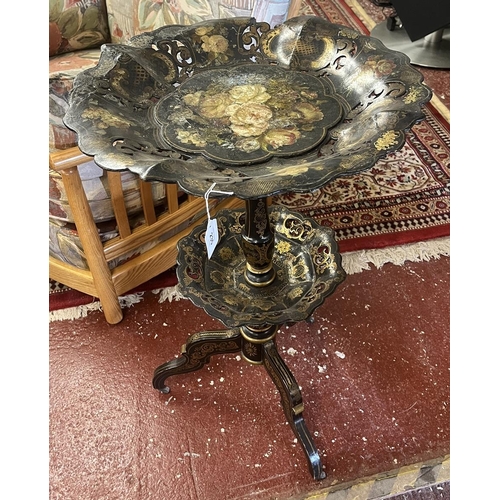 235 - Victorian hand decorated papier mache table