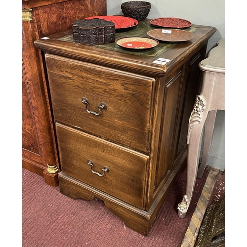 266 - Oak leather topped filing cabinet