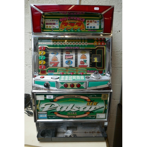 326 - Pulsar gaming machine with tokens (lights up but not operational)