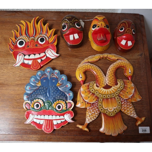 361 - Collection of hand painted wall masks etc