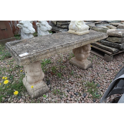 396 - Stone garden benchL: 100cm W: 40cm H: 44cm approx