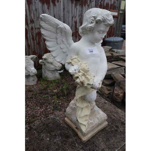 398 - Stone statue of cherub - Approx height: 55cm