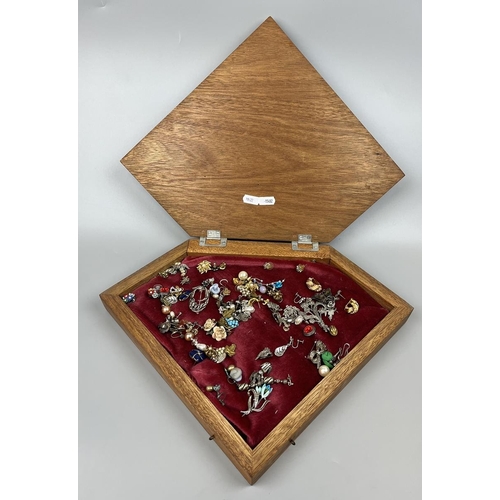 66 - Jewellery box and contents to include earrings, brooches and pendants etc