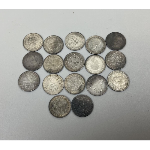 77 - Collection of silver 3 pences'